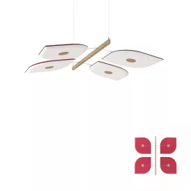   Floracoustic pillangó alakú, függő hangszigetelő panel - Piros-krémfehér