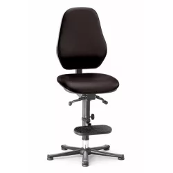   Bimos Basic ESD 3 fix talpas, magasított munkaszék - Szinkron mechanika - Fekete műbőr