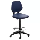 Görgős ipari szék gyors mobilitással és erős poliuretán felülettel