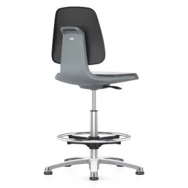  Bimos Labsit 3 fix talpas, magasított laborszék - szürke, alumínium lábcsillag, poliuretán ülőlap