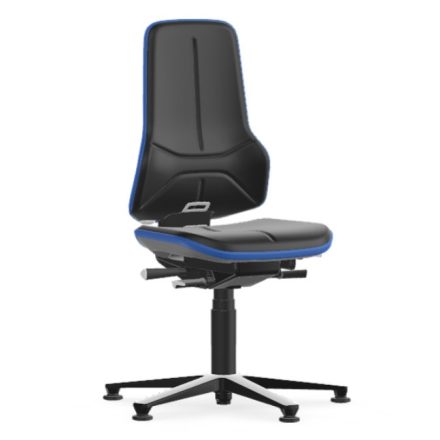 Bimos Neon 1 fix talpas munkaszék - szinkronmechanika, fekete műbőr párnázat, kék