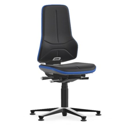 Bimos Neon 1 fix talpas munkaszék - szinkronmechanika, fekete supertec párnázat, kék