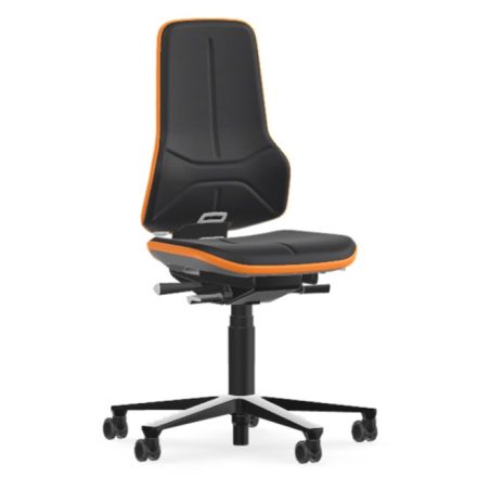 Bimos Neon 2 görgős munkaszék - szinkronmechanika, fekete supertec párnázat, narancs