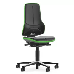   Bimos Neon 2 görgős munkaszék - szinkronmechanika, fekete műbőr párnázat, zöld