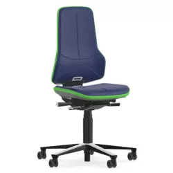   Bimos Neon 2 görgős munkaszék - szinkronmechanika, kék poliuretán párnázat, zöld