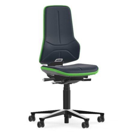 Bimos Neon 2 görgős munkaszék - szinkronmechanika, kék supertec párnázat, zöld