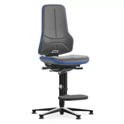   Bimos Neon 3 fix talpas, magasított szék - szinkronmechanika, szürke műbőr párnázat, kék