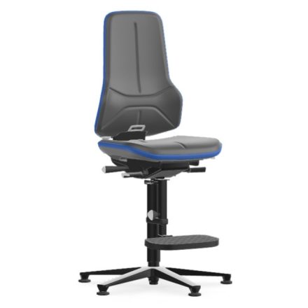 Bimos Neon 3 fix talpas, magasított szék - szinkronmechanika, szürke műbőr párnázat, kék