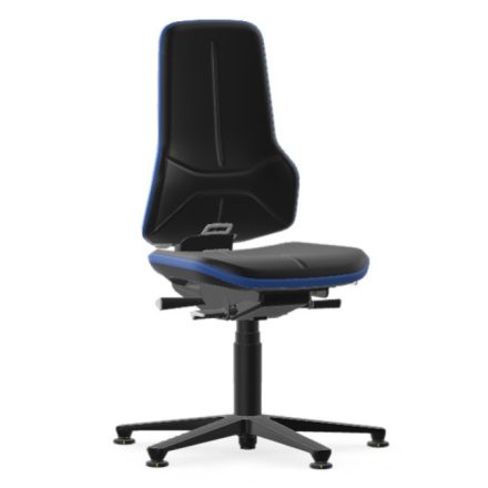 Bimos Neon 1 ESD fix talpas munkaszék - szinkronmechanika, fekete műbőr párnázat, kék