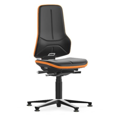 Bimos Neon 1 ESD fix talpas munkaszék - szinkronmechanika, fekete műbőr párnázat, narancs