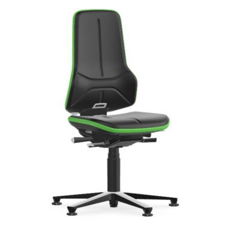 Bimos Neon 1 ESD fix talpas munkaszék - szinkronmechanika, fekete műbőr párnázat, zöld