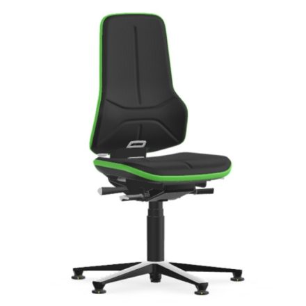 Bimos Neon 1 ESD fix talpas munkaszék - szinkronmechanika, fekete szövet párnázat, zöld