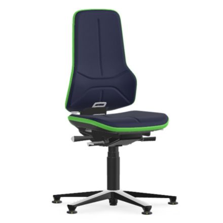 Bimos Neon 1 ESD fix talpas munkaszék - szinkronmechanika, kék szövet párnázat, zöld