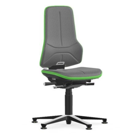 Bimos Neon 1 ESD fix talpas munkaszék - szinkronmechanika, szürke szövet párnázat, zöld