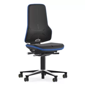   Bimos Neon 2 ESD görgős munkaszék - állandó érintkezésű, fekete poliuretán párnázat, kék