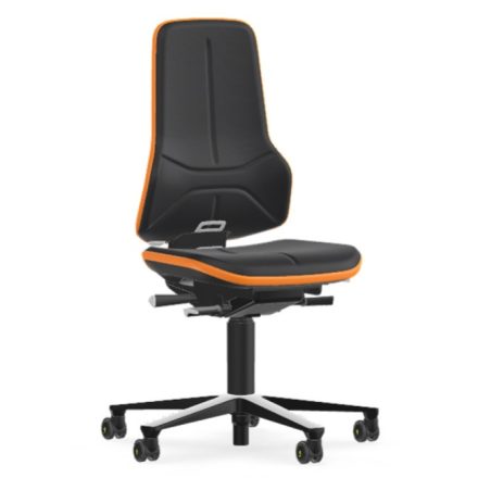 Bimos Neon 2 ESD görgős munkaszék - szinkronmechanika, fekete supertec párnázat, narancs