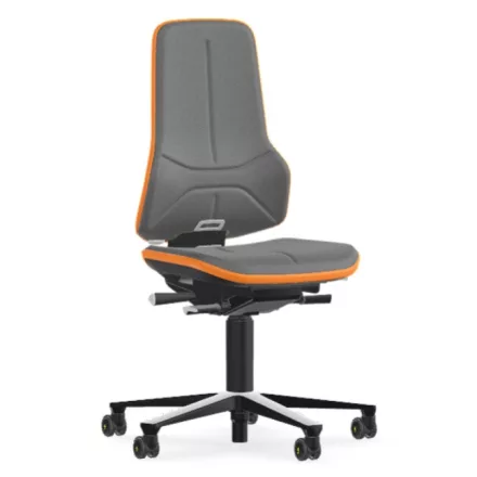 Bimos Neon 2 ESD görgős munkaszék - szinkronmechanika, szürke szövet párnázat, narancs