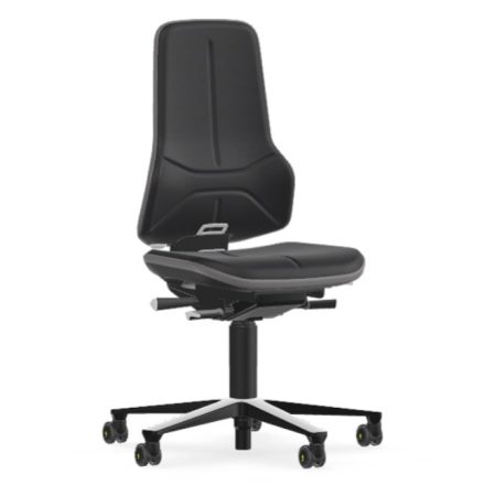 Bimos Neon 2 ESD görgős munkaszék - szinkronmechanika, fekete supertec párnázat, szürke
