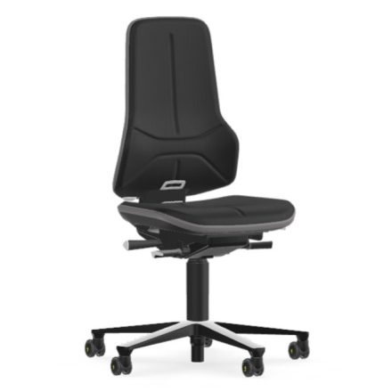 Bimos Neon 2 ESD görgős munkaszék - szinkronmechanika, fekete szövet párnázat, szürke