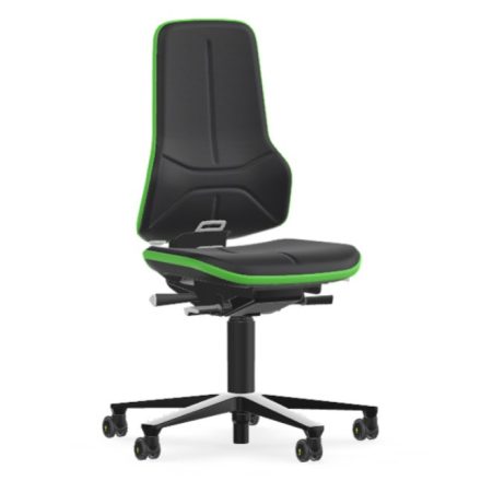 Bimos Neon 2 ESD görgős munkaszék - szinkronmechanika, fekete supertec párnázat, zöld
