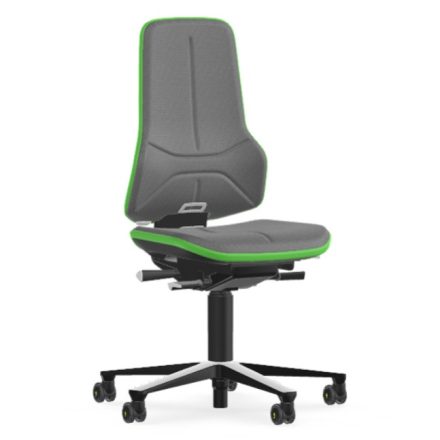 Bimos Neon 2 ESD görgős munkaszék - szinkronmechanika, szürke szövet párnázat, zöld