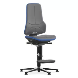   Bimos Neon 3 ESD fix talpas, magasított szék - szinkronmechanika, szürke szövet párnázat, kék