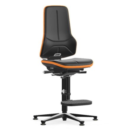 Bimos Neon 3 ESD fix talpas, magasított szék - szinkronmechanika, fekete műbőr párnázat, narancs