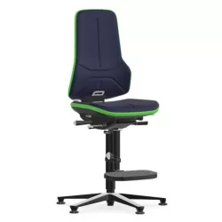   Bimos Neon 3 ESD fix talpas, magasított szék - szinkronmechanika, kék szövet párnázat, zöld