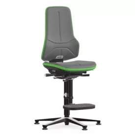   Bimos Neon 3 ESD fix talpas, magasított szék - szinkronmechanika, szürke szövet párnázat, zöld
