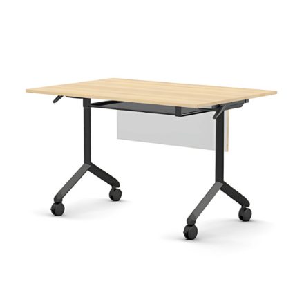 Pro összecsukható asztal 1200 mm széles lappal, 600 mm-es fekete lábbal + takarópanel + polc