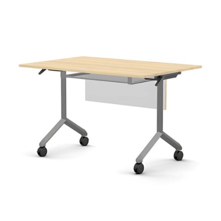 Pro összecsukható asztal 1200 mm széles lappal, 600 mm-es szürke lábbal + takarópanel + polc