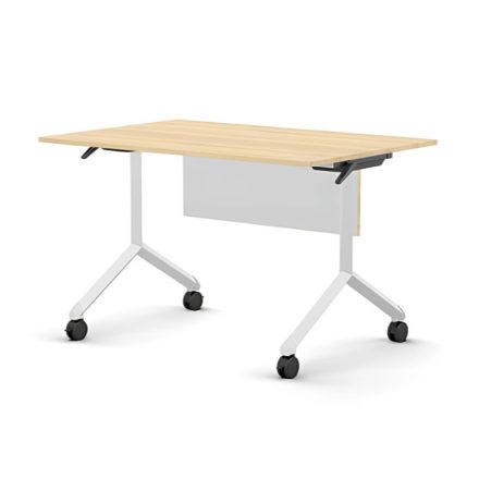 Pro összecsukható asztal 1200 mm széles lappal, 750 mm-es fehér lábbal + takarópanel