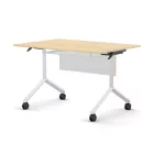 Pro összecsukható asztal 1200 mm széles lappal, 750 mm-es fehér lábbal + takarópanel + polc