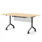 Pro összecsukható asztal 1500 mm széles lappal, 600 mm-es fekete lábbal + takarópanel + polc