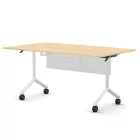 Pro összecsukható asztal 1500 mm széles lappal, 600 mm-es fehér lábbal + takarópanel + polc