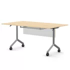Pro összecsukható asztal 1500 mm széles lappal, 600 mm-es szürke lábbal + takarópanel + polc