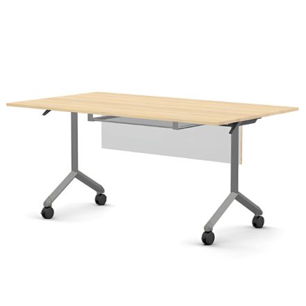 Pro összecsukható asztal 1500 mm széles lappal, 600 mm-es szürke lábbal + takarópanel + polc