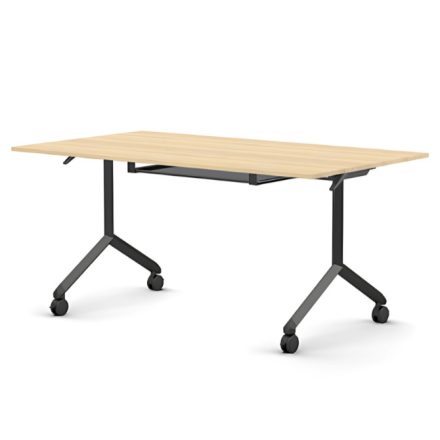 Pro összecsukható asztal 1500 mm széles lappal, 750 mm-es fekete lábbal + polc