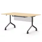 Pro összecsukható asztal 1500 mm széles lappal, 750 mm-es fekete lábbal + takarópanel + polc