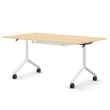 Pro összecsukható asztal 1500 mm széles lappal, 750 mm-es fehér lábbal + polc
