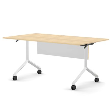 Pro összecsukható asztal 1500 mm széles lappal, 750 mm-es fehér lábbal + takarópanel