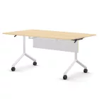 Pro összecsukható asztal 1500 mm széles lappal, 750 mm-es fehér lábbal + takarópanel + polc