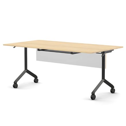 Pro összecsukható asztal 1800 mm széles lappal, 600 mm-es fekete lábbal + takarópanel + polc