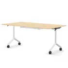 Pro összecsukható asztal 1800 mm széles lappal, 600 mm-es fehér lábbal + polc