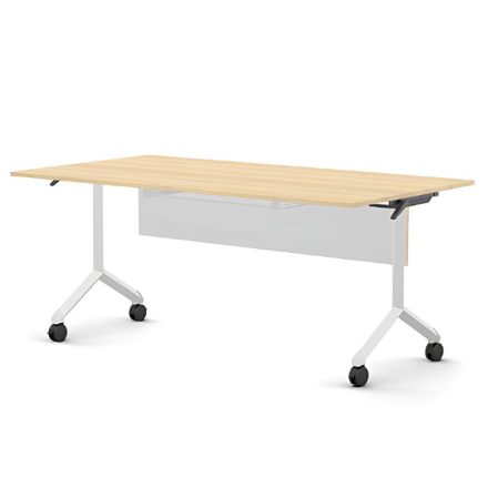 Pro összecsukható asztal 1800 mm széles lappal, 600 mm-es fehér lábbal + takarópanel + polc