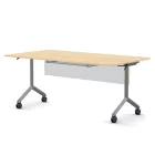 Pro összecsukható asztal 1800 mm széles lappal, 600 mm-es szürke lábbal + takarópanel + polc