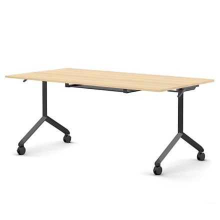 Pro összecsukható asztal 1800 mm széles lappal, 750 mm-es fekete lábbal + polc