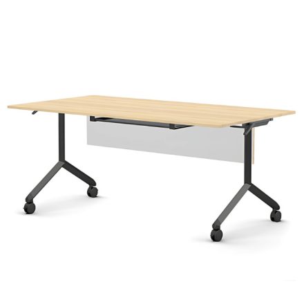 Pro összecsukható asztal 1800 mm széles lappal, 750 mm-es fekete lábbal + takarópanel + polc
