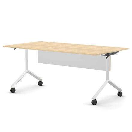 Pro összecsukható asztal 1800 mm széles lappal, 750 mm-es fehér lábbal + takarópanel