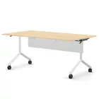 Pro összecsukható asztal 1800 mm széles lappal, 750 mm-es fehér lábbal + takarópanel + polc